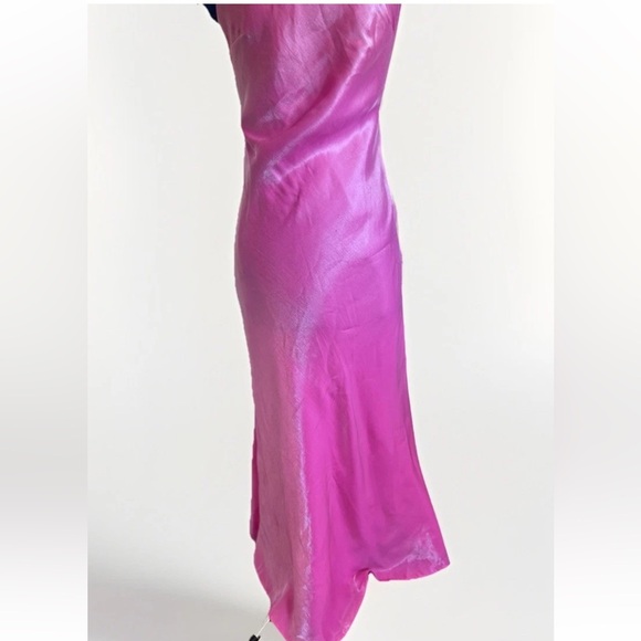 vintage 90s Y2K cache pink shiny maxi dress tie knot Size 4 *Flaws - Picture 5 of 14